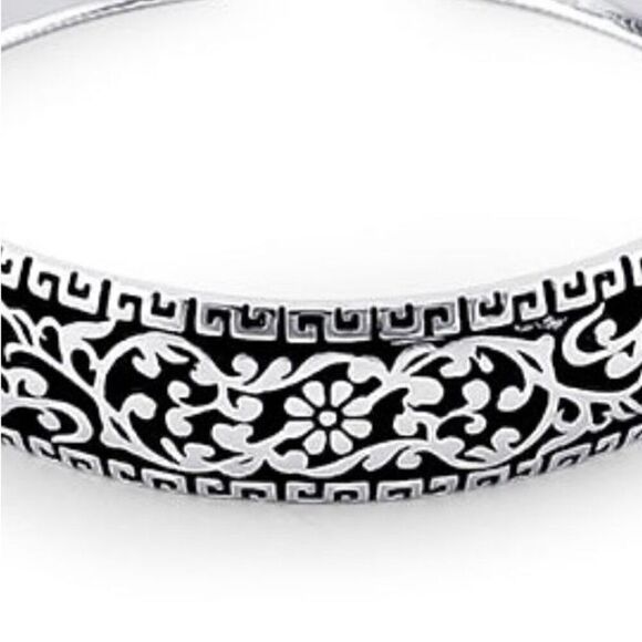 New Sterling Silver Flower Garden Bangle Bracelet - Picture 3 of 4